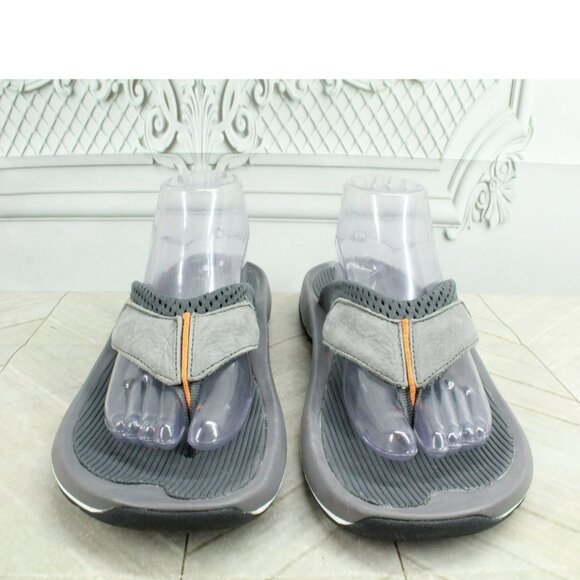 LL Bean Swift River Gray Suede Slip On Perforated Sports Flip-Flops Size 9 M - Picture 3 of 9